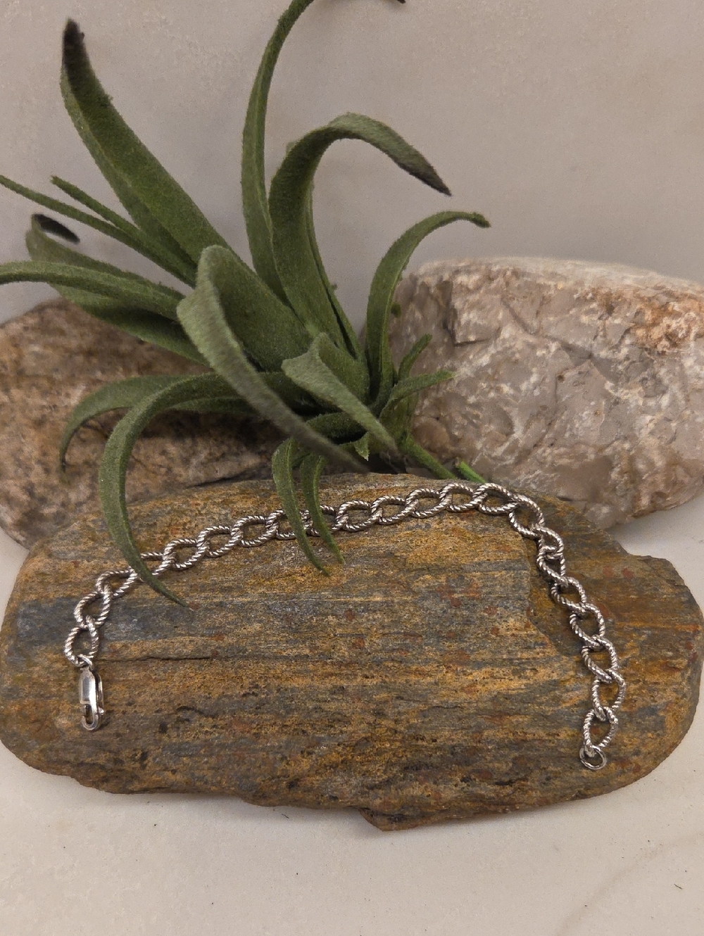 Sterling Silver Twisted Rope Chain Bracelet